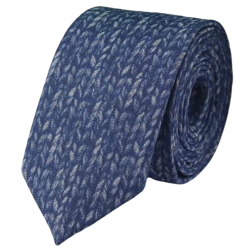 Skinny Cotton Necktie With Blue Knit Pattern | Classy Men Collection