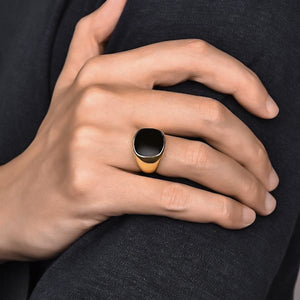 Elegant Silver Ring With Round Black Stone | Classy Men Collection