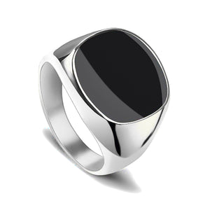 Casa de la carretera Saqueo Incienso Elegant Silver Ring With Round Black Stone | Classy Men Collection