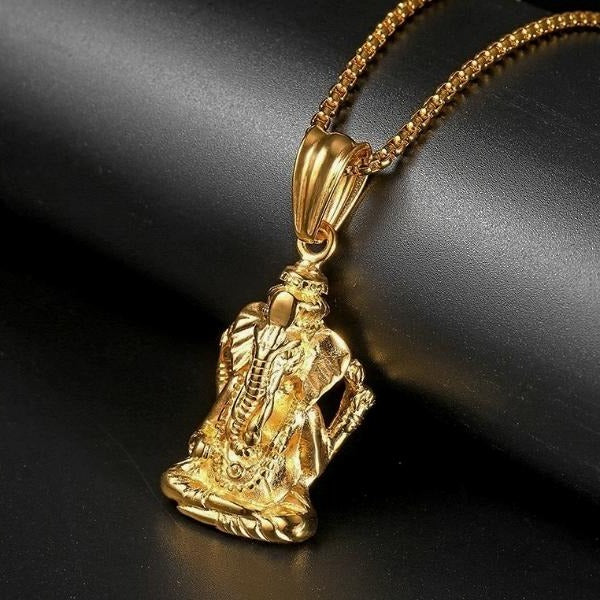 Gold Ganesh Pendant Necklace For Men & Classy Men Co.