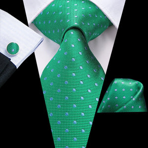 San-Dee - Louis Quatorze Men's Rhinestone Silk Necktie Green