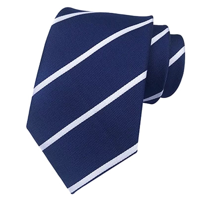 Classic Blue Silk Tie With White Stripes | Classy Men Collection