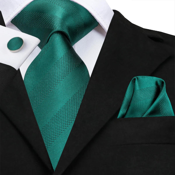 Jade Green Striped Silk Tie | Classy Men Collection