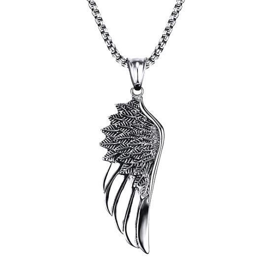 Mens Angel Wing Pendant Necklace Made 