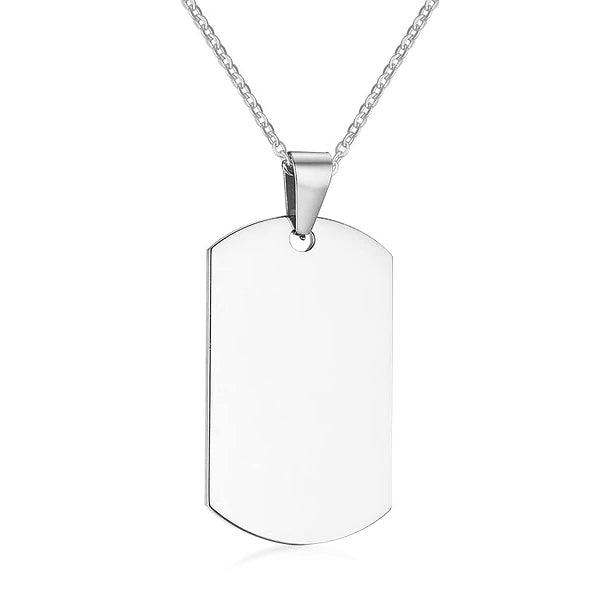mens dog tag necklace silver
