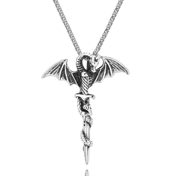 Silver Dragon Sword Pendant Necklace Made Of Stainless Steel | Classy ...