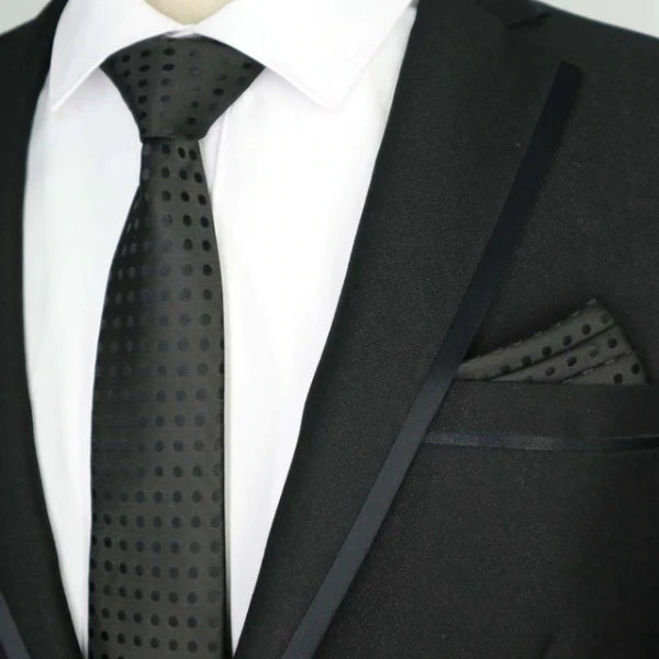 Black Silk Tie With Black Polka Dots | Classy Men Collection