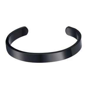 Black Flat Cuff Bracelet for Men 