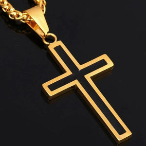 Black & Silver Christian Cross Pendant Necklace for Men