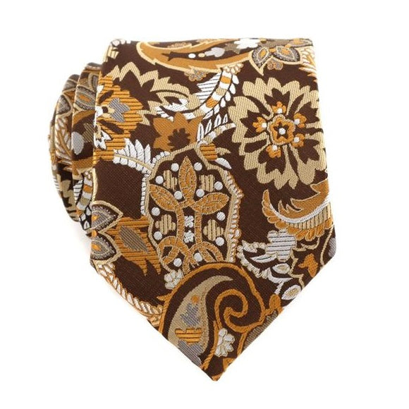 Jacquard Floral Brown Silk Tie – Wilmok