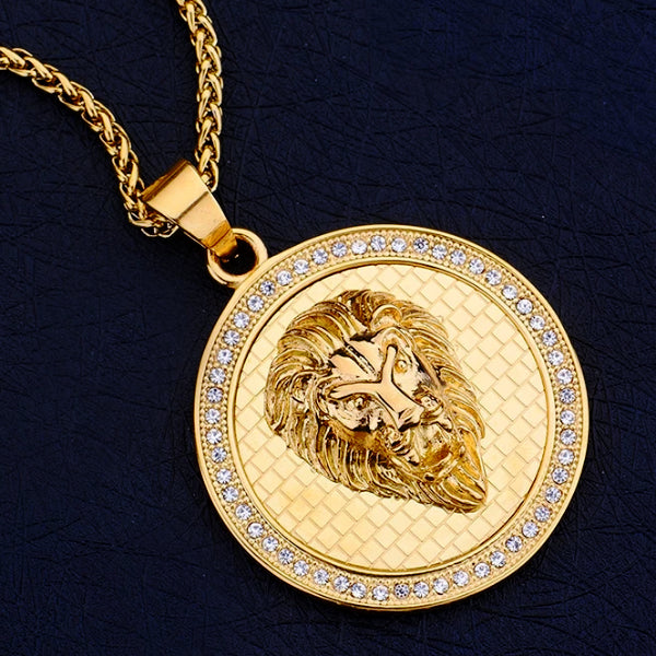 Gold Lion Coin Pendant Necklace for Men | Classy Men Collection