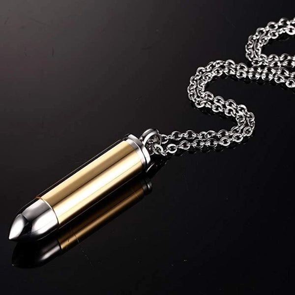 Men's Gold & Silver Bullet Pendant Necklace Made Of Stainless Steel ...