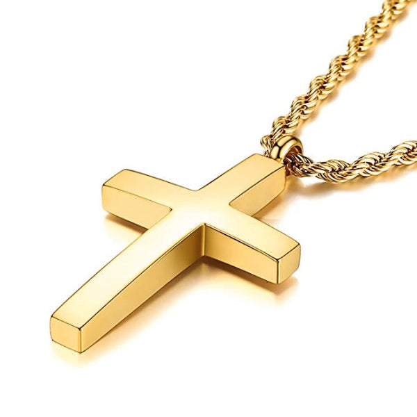 Tapered Gold Cross Pendant Necklace for Men | Classy Men Collection