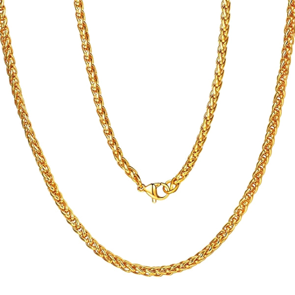 6mm Gold Rope Chain Necklace Made Of 316L Stainless Steel