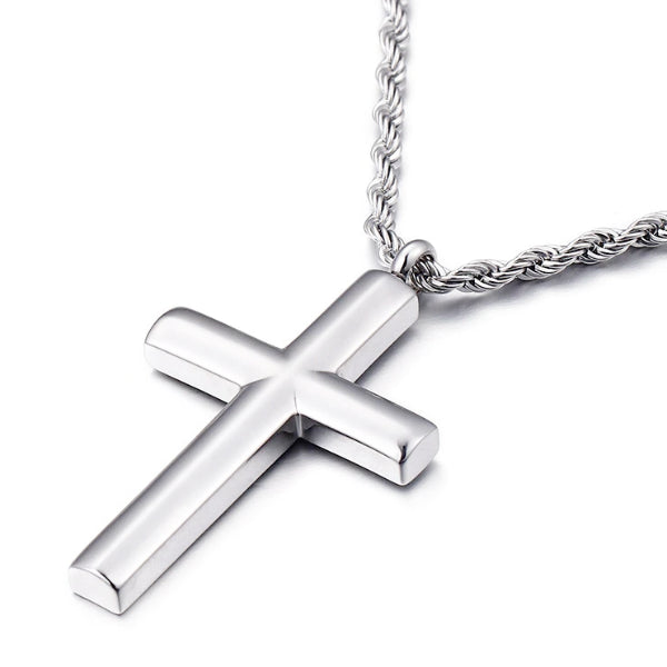 Rounded Silver Cross Pendant Necklace For Men Classy Men Collection 9713