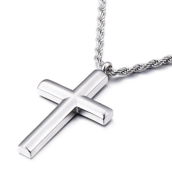 Rounded Silver Cross Pendant Necklace for Men Classy Men Collection