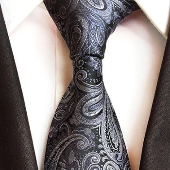 Formal Grey Paisley 100% Silk Necktie | Classy Men Collection