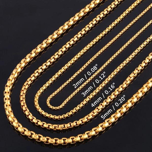 GoldToned 4mm Box Chain Necklace Classy Men Collection