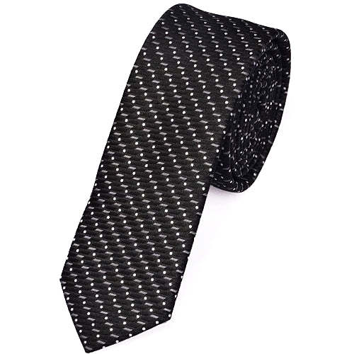 Skinny Black Tie With Stripes & Dots | Classy Men Collection