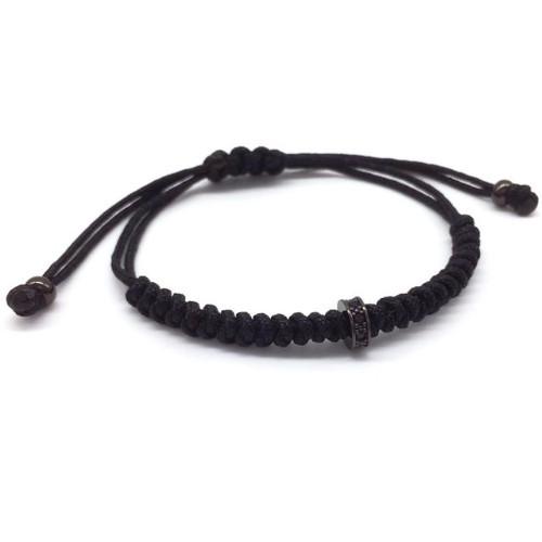 Simple Macrame Lace Bracelet With A Black Onyx Ring | Classy Men Collection