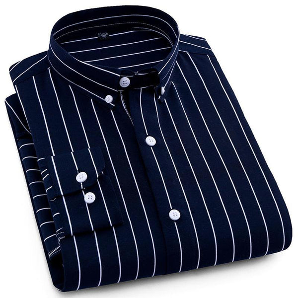 Dark Blue Pinstripe Dress Shirt | Modern Fit | Classy Men Collection