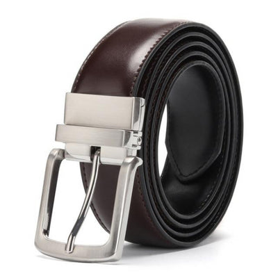 Reversible dark brown/black leather belt