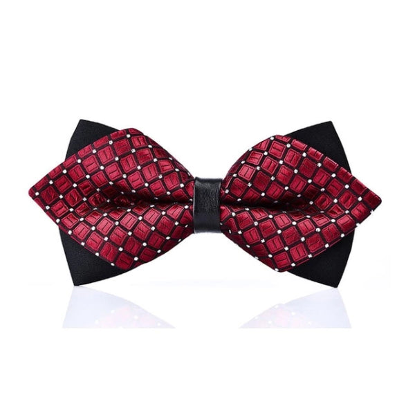 Red Dotted Pre Tied Diamond Tip Bow Tie Classy Men Collection 5316