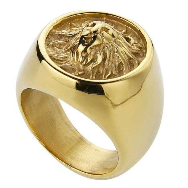 Gold Signet Ring With Lion Design | Classy Men Collection