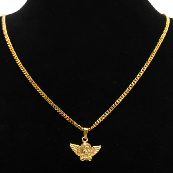 Gold Baby Angel Pendant Necklace 