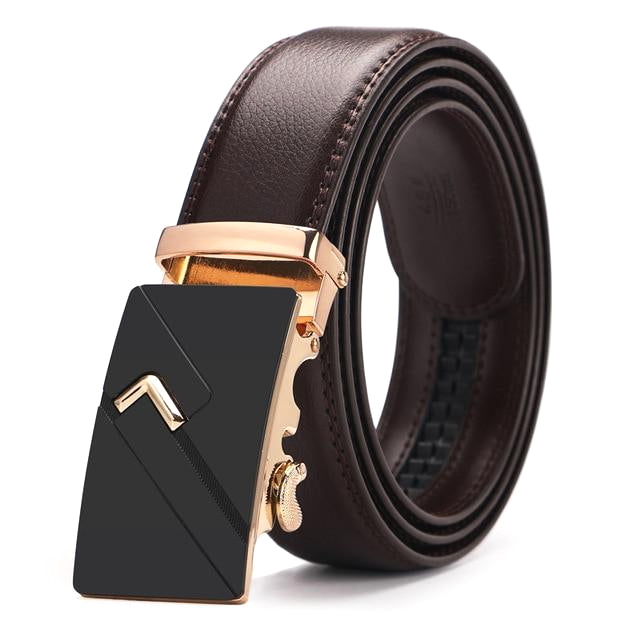 Brown & Gold Leather Suit Belt with a Luxurious Buckle | Classy Men ...