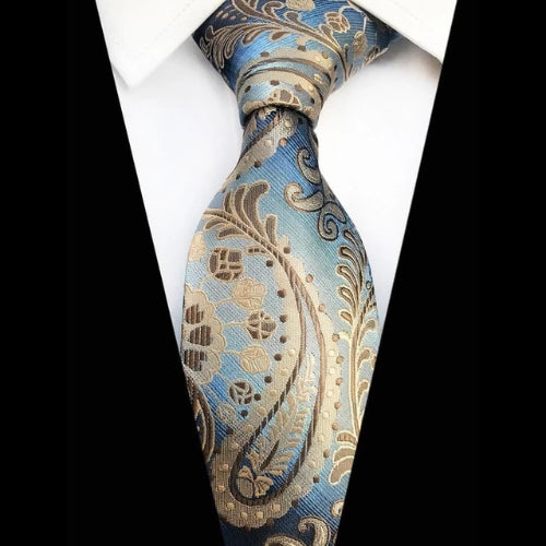 Light Blue Silk Tie With Paisley Pattern | Classy Men Collection