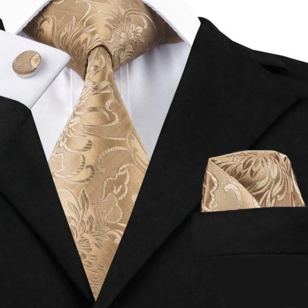 24k Gold Floral Tie | 100% Silk | Classy Men Collection