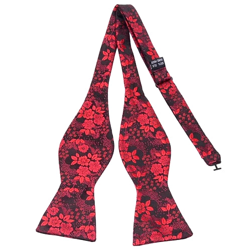 Men's Red And Black Floral Silk Self Bow Tie – Amedeo Exclusive