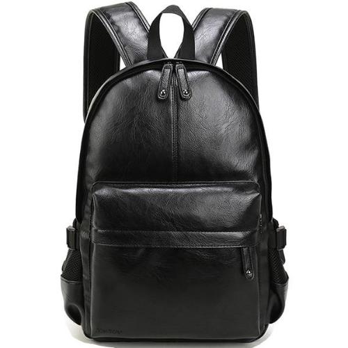 mens black leather backpack