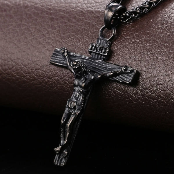 Black Jesus INRI Cross Crucifix Pendant Necklace for Men | Classy Men ...