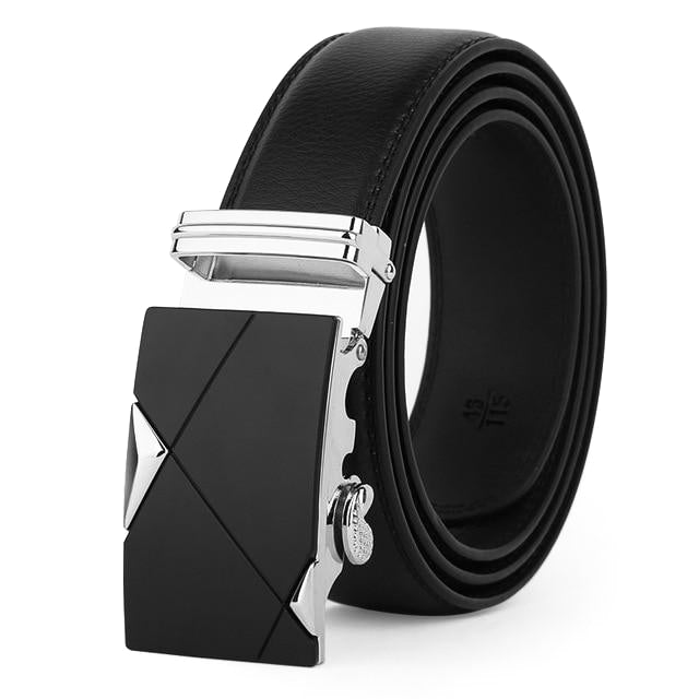 Black & Silver Leather Suit Belt With a Sectioned Buckle | CMC | Classy ...