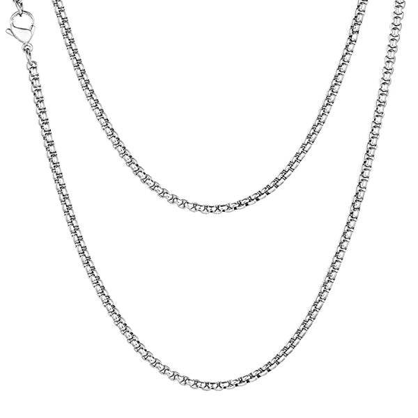 silver square chain necklace