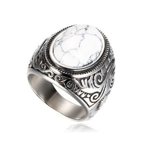 White Marble Stone Ring | Stainless 