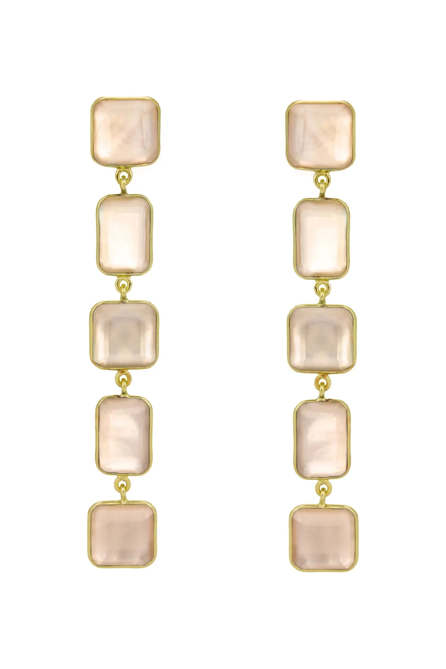 Morganite Semi-Precious Stones Drop Earrings