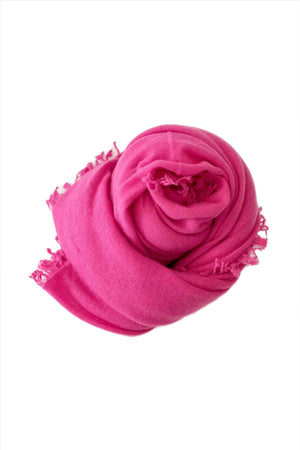 Hot Pink Cashmere Fringe Wrap - Carrie Dunham