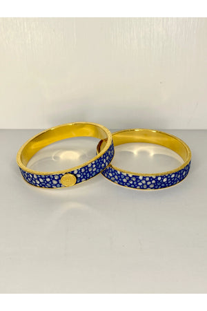 Royal Blue Stingray Wide Leather Bangle - Carrie Dunham