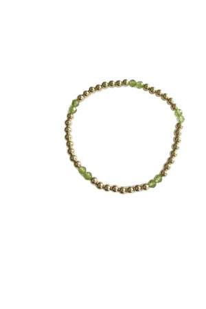 4mm Peridot/Gold Beaded Bracelet - Carrie Dunham