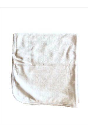 White Cotton Velour Baby Blanket - Carrie Dunham - Baby Blanket Cotton