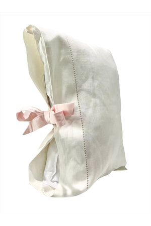 Girl's White Linen Pillow - Carrie Dunham