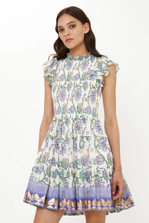 Presidio Blue Smocked Flirty Short Dress - Carrie Dunham