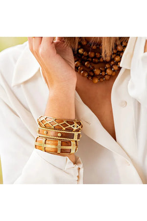 Teak Berry Small Hinged Cuff - Carrie Dunham