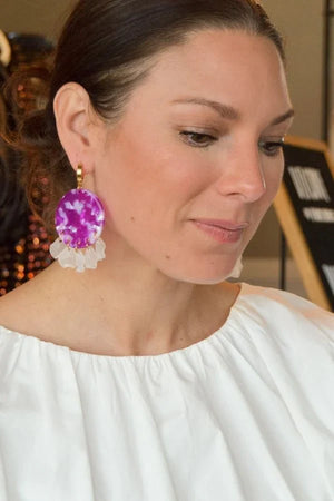 Magenta Acrylic Earrings - Carrie Dunham