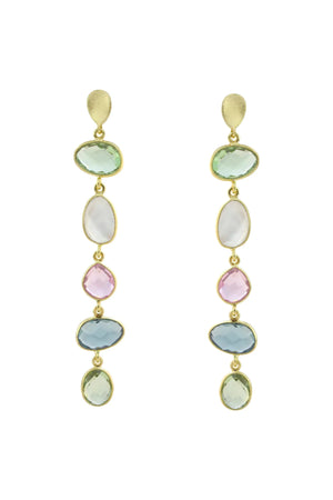 Multi Colored Semi-Precious Asymentrical Drop Earrings - Carrie Dunham