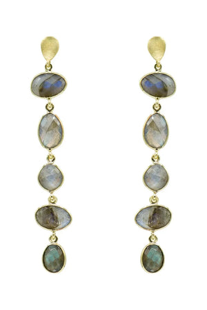 Labradorite Asymentrical Drop Earrings - Carrie Dunham