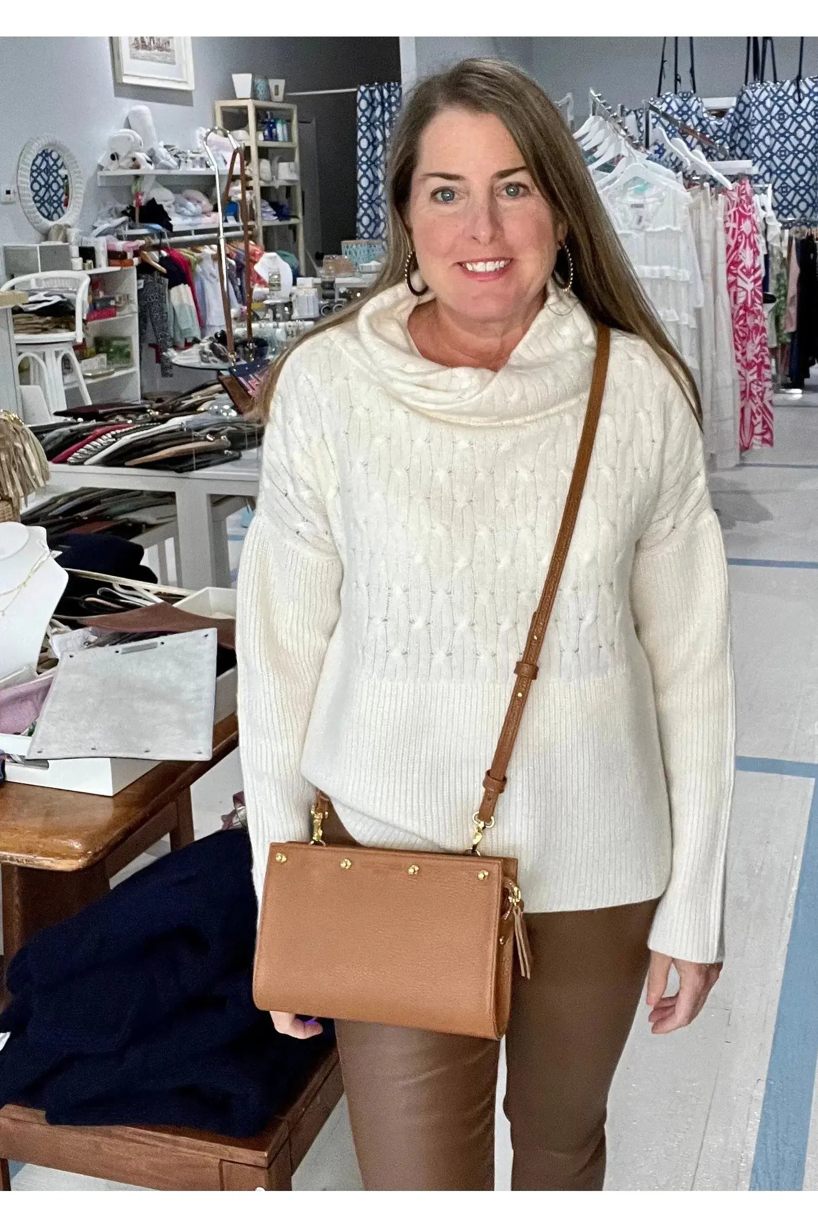 Winter White Cable Knit Cashmere Sweater